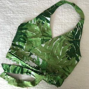 Anthropologie Leafy Green Halter Crop Top